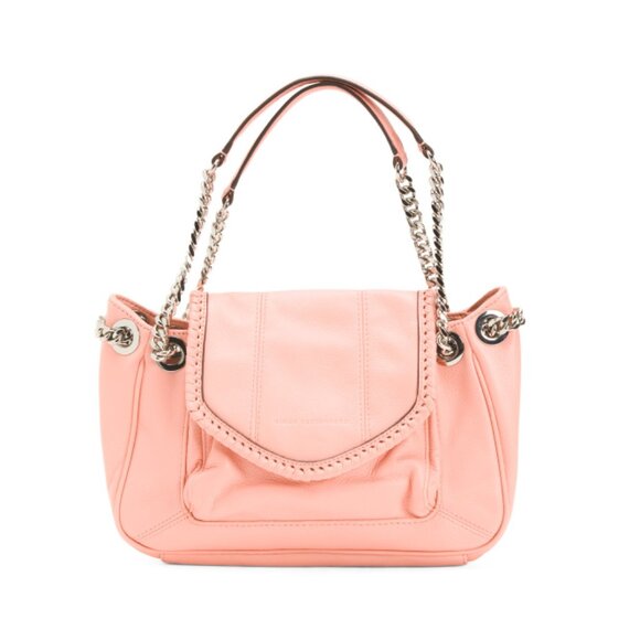 AIMEE KESTENBERG Peach pink Leather All For Love Medium Flap Satchel